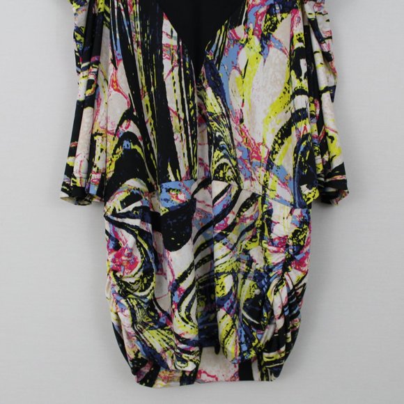 ⬇️$15 Bebe Black & White Cold Shoulder V-Neck Top - Picture 3 of 16